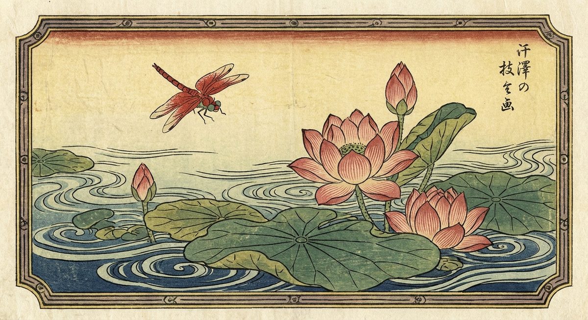 Libelle im japanischen Ukiyo-e Stil